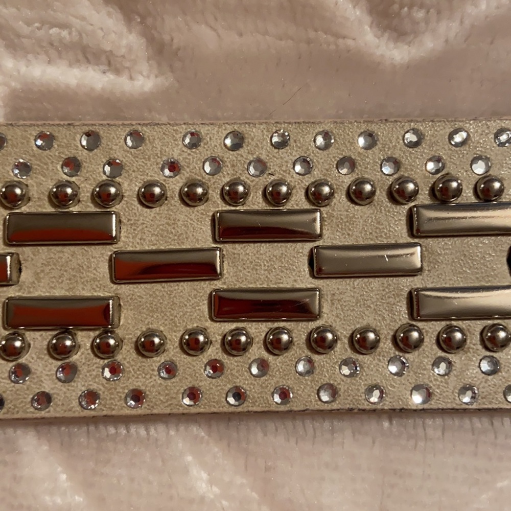 Cream bling western belt